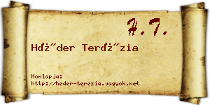 Héder Terézia névjegykártya